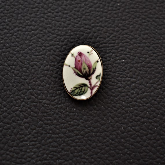 Vintage Hand painted brooch Porcelain Rose brooch… - image 5