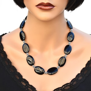 Handmade Black Onyx necklace Chunky Statement Jewelry Beaded Gemstone necklace Artisan gift for women