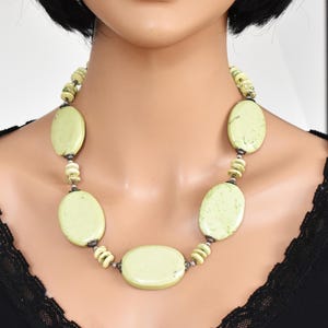 Handgemachte Türkis Halskette Chunky Lime Grün Edelstein Statement Schmuck Große Perlen Einzigartiges Artisan Geschenk für Frauen