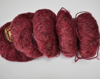Peru Mohair Burgund Mohair Garn Natürliches Wollgarn Soft Art Garn zum Stricken Häkeln Geschenk für Frauen