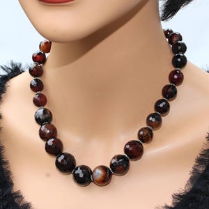 Handmade Brown Agate necklace Chunky Elegant Statement Necklace Large beads Classy Stylish Elegant Jewelry set Unique artisan gift