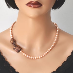 Handmade Pfirsich Perlen Halskette Einzigartiges Edelstein Statement Schmuck Handwerker Geschenk für Frauen