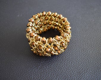 Vintage Wide cuff bracelet Gold stretch bracelet Chunky Wide bangle bracelets for women Adjustable wristlet