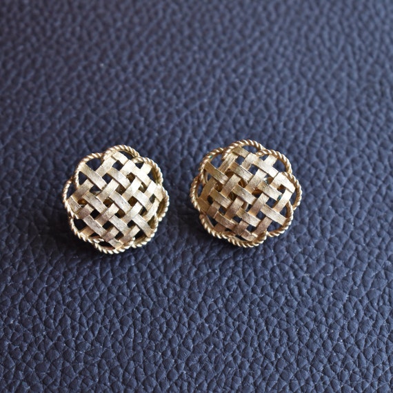 Vintage Trifari earrings Gold Statement earrings … - image 3