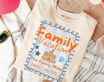 Custom Family Vacation Shirt 2026, Personalized Beach Trip Tee, Matching Family Beach Shirts, Summer Travel Group Vacation Tee