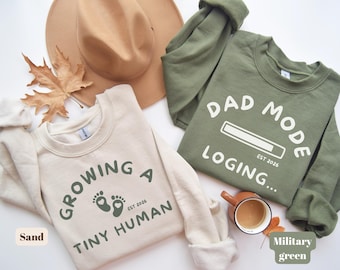 Shirts zur Schwangerschaftsverkündung, „Wir bekommen ein kleines Menschlein“-Shirt für werdende Mütter, „Dad Mode Loading“-Shirt für Väter, Partner-Shirts zur Geburt, personalisiertes Geschenk zur Geburt 2026