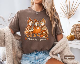 Personalized Labor Delivery Nurse Halloween Shirt, Comfort Colors L&D Nurse Tee, Delivery Squad Goose, Spooky Fall Nurse Gift