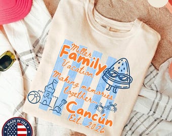 Custom Family Vacation 2026 Shirt, Personalized Beach Trip Tee, Matching Family Beach Vacation Shirt, Cancun Family Reunion Tee Gift