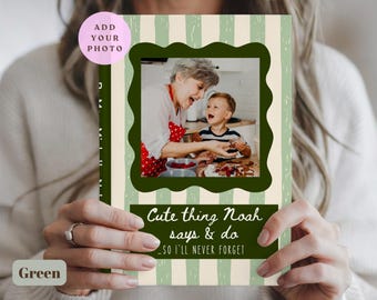 Personalized Grandma Journal, Cute Things Grandkids Say Memory Book, Custom Photo Notebook, Grandchildren Keepsake Gift for Grandma, Nana