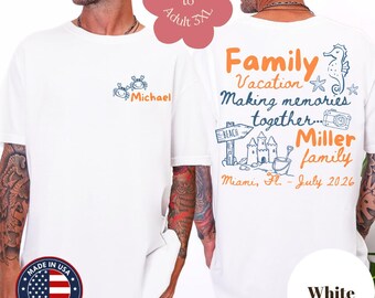 Custom Family Beach Vacation Shirt, Matching Family Trip Tee, Personalized Last Name Beach Reunion Shirt, Making Memories Together Tee