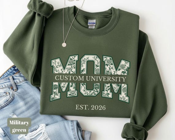 Custom University Mom Sweatshirt Est 2026 Floral Patchwork, Personalized College Mom Shirt, Proud Graduate Mom Gift, Class of 2026 Mama