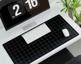 Black Grid Pattern Desk Mat | Large Mousepad Deskmat
