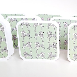Caniche francés, minitarjetas para perros, minitarjetas para caniches, papelería para perros, etiquetas de regalo para caniches, etiquetas para caniches, tarjetas de 3x3, tarjetas cuadradas, caniche toy