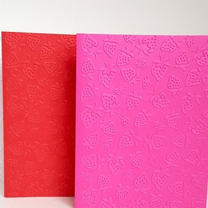Strawberries Cards, Strawberry Card, Berries Stationery, Strawberries Stationery, Summer Fruit, Fruity Cards, Embossed Strawberries, Berry