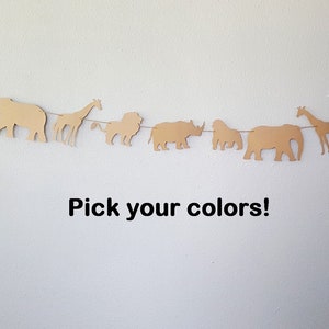 Safari Banner, Jungle Animals, Forest Creatures, Elephant, Giraffe, Rhino, Gorilla, Lion, Wild Animals Decor, Baby Shower, African WIldlife