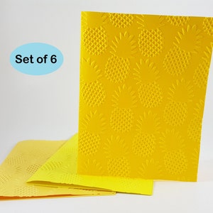 Pineapple Cards, Embossed Pineapples, Pineapple Note Cards, Fruit Cards, Pineapple Piña Cards, Tropical Fruit, Pineapple Stationery Card Set