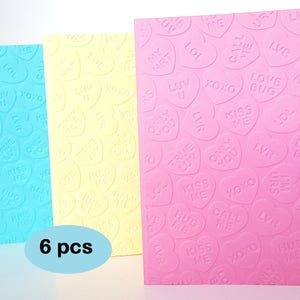 Embossed Valentine Cards, Conversation Hearts Cards, Love Cards, Cute Valentine Cards, Valentine Stationery, Embossed Candy Cards, Hearts