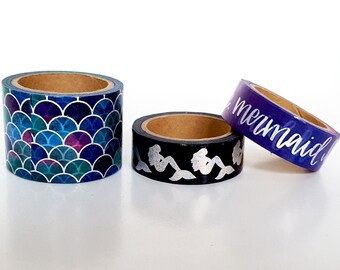 Mermaid Washi, Foil Washi, Sea Siren Washi, Mermaid Hair Don't Care, Mermaids Washi, Mermaid Silhouette, Mermaid Girl Washi, Mermaid Scales
