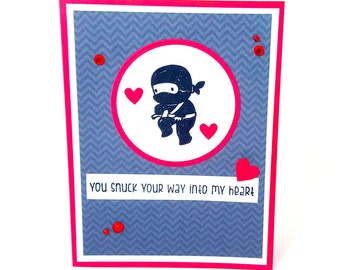 Ninja Card, Ninja Love Card, Snuck Your Way Card, Ninja Greeting Card, Shinobi Card, Black Ninja, Ninja Lover, Cute Ninja Card, Ninjas Card