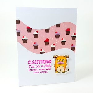 Dieet Card, grappige Card, grappig dieet dieet Maulings kaart, Dieter kaart-kaart, de kaart van de aanmoediging van de voeding, grappige Cupcakes-kaart, de kaart van het dieet van de Cupcake,