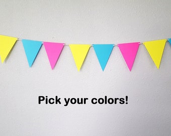 Triangle Banner, Triangle Pennant Banner, Party Banners, Triangle Garlands, Fiesta Banner, Colored Banners, Party Decor, Triangle Banner