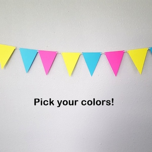 Triangle Banner, Triangle Pennant Banner, Party Banners, Triangle Garlands, Fiesta Banner, Colored Banners, Party Decor, Triangle Banner