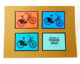Bicycle Happy Day Card, Bike Note Cards, Cycling, Exercise , Bikers Greeting Card
