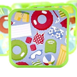 Summer Mini Cards, Beach Note Cards, Swim and Play Tags, Summer Gift Tags, Pool Party Note Cards, Swimming Gear Cards, Beach Party Cards