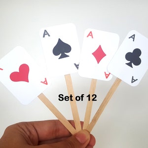 Speelkaarten toppers, Aces Cupcake Toppers, Casino Cake Toppers, Suits Cupcake Toppers, Vegas Party Props, Poker Night Topper, Game Night
