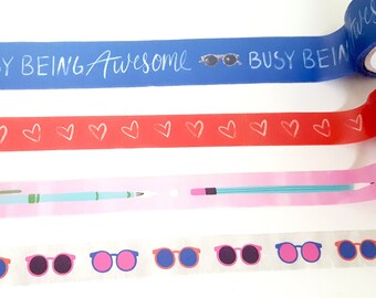 Shades Washi, Sunglasses Washi, Girl Washi, Pens Washi, Pencil Washi, Hearts Washi, Eyeglasses Washi, Busy Being Awesome Washi, Ladies Washi