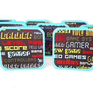 Blanco kaarten, vierkante kaarten, kaarten van 3 x 3, gamerskaart, gamesysteem, videogamekaart, computerkaart, Game Geeks-notitiekaart, tags voor gamers, videotag