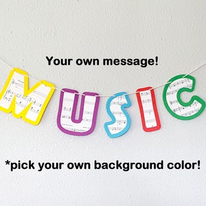 Music Banner, Musical Sign, Personalized Sign, Musician Decor, Piano Room Props, Singer Garland, Choir Teacher, Music-Theme Birthday Party