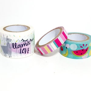 Lama Washi, Lama Liebe Washi, Kaktus Washi, Früchte Washi, Wassermelone Washi, Ananas Washi, Banane Washi, Streifen Washi, Folie Washi Tape