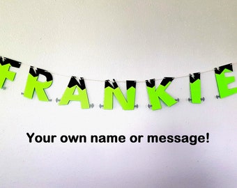 Halloween Banner, Frankie Banner, Halloween Bunting, Cute Halloween Decor, Frank Banner, Monster Banner, Scary Banner, Halloween Party Props