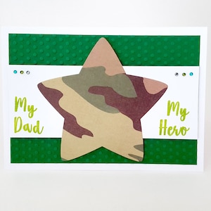 Cartão de pai militar, camuflagem, herói, cartão do exército soldado, exército do dia dos pais, cartão de pai soldado, cartão de serviço militar, pai herói, cartão camuflado pai