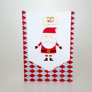 サンタのクリスマス カード、いたずらか良いかカード、サンタクロース カード、サンタのグリーティング カード、赤と青のクリスマス、聖ニコラス カード、サンタのホリデー カード