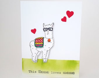 Tarjeta Llama, Tarjeta del Día de la Madre, Llama ama La Tarjeta De mamá, Tarjeta de Mamá, Tarjeta de Mamá, Tarjeta de Cumpleaños de la Madre, Tarjeta de Amor de la Madre, Tarjeta llama Bonita para mamá