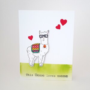Lama Card, carte de fête des mères, Lama aime Mama, carte mère, Mama carte, carte d’anniversaire de la fête des mères, maman amour carte, mignon Lama pour maman