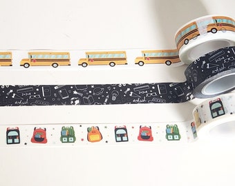 School Washi, School Bus Washi, Backpack Washi, School Bag Tape, School Icons Washi, Bus Driver, Teacher Washi, Teacher Gift, Student Washi