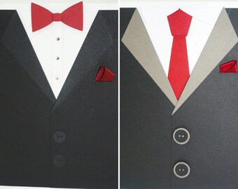 Suit and Tie Groom's Card, Father's Day Card, Tuxedo, Coat, Business Suit, Valentine card for men, Birthday Card for Men, Groomsmen Cards