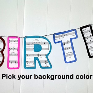Birthday Banner, Musical Birthday Banner, Musical Happy Birthday, Sheet Music Birthday Banner, Musician Birthday, Musical Notes Banner, Bday