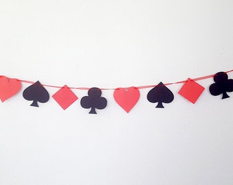 Suits Banner, Game Night Banner, Game Night Garland, Playing Cards Banner, Playing Cards Garland, Poker Night Banner, Vegas Wedding Decor