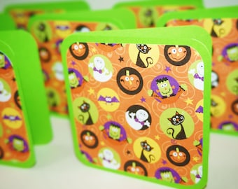 Mini Cards, 3 x 3 Cards, Halloween Cards, Halloween Tags, Mini Cards with Envelopes, Cute Halloween Square Cards, Spooky Halloween Mini Card