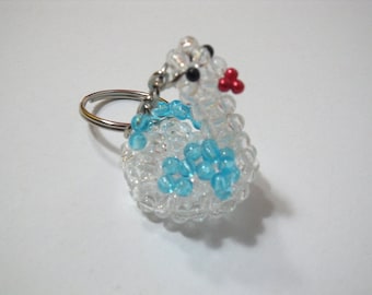 Beaded Swan Keychain, Acrylic Bird Zipper Pull, Beads, Beadwork, Cygnet, Key Ring, Bag Charm