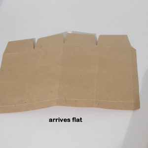 Puede incluir: Una caja de cart&oacute;n marr&oacute;n plana con cuatro paneles que se pueden doblar para crear una caja. La caja llega plana.