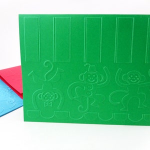 Cartas de macaco palhaço, cartas de macaco, macaco com Fez, três macacos, macacos palhaços, conjunto de cartas de macaco, macaco acrobata, macaco pirulito