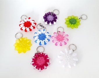 Flower Keychain, Beaded Flower, Big Flower Keychain, Floral Keychain, Unique Flower Keychain, Bead Flower, Bead Floral Keychain Round Flower