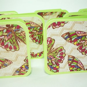 Minikaarten vlinder, vierkante kaarten, vierkante tags 3 x 3, vlinderkaarten met enveloppen, kleurrijke vlinders, kaarten 3 x 3, briefpapier vlinder