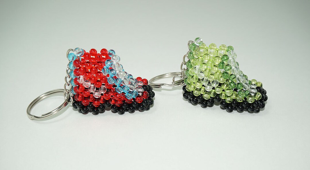 Shoes Keychain Beaded Beaded Boots Bead Sneakers Red Blue Etsy