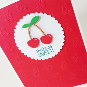 Scheda della ciliegia, sei così dolce carta, rosso, ciliegia frutta carta, grazie, grazie carta ciliegia, dolce, Sweet Cherry solo perché